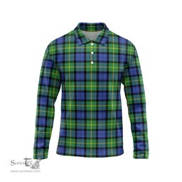 Scottish Gordon Old Ancient Tartan Long Sleeve Plaid Polo Shirt