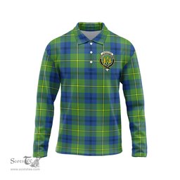 Scottish Johnstone Ancient Clan Crest Tartan Polo Long Sleeve Plaid Polo Shirt