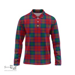 Scottish Lindsay Modern Tartan Long Sleeve Plaid Polo Shirt