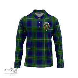 Scottish Johnstone Modern Clan Crest Tartan Polo Long Sleeve Plaid Polo Shirt