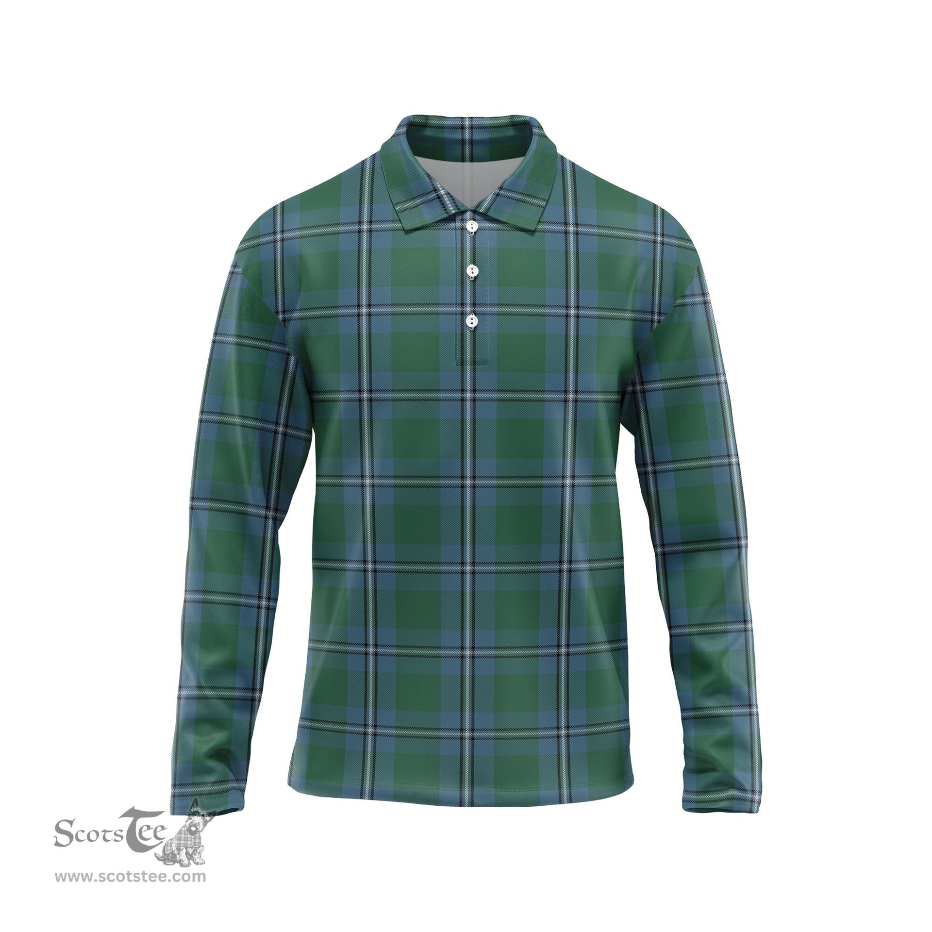 Scottish Irvine of Drum Tartan Long Sleeve Plaid Polo Shirt