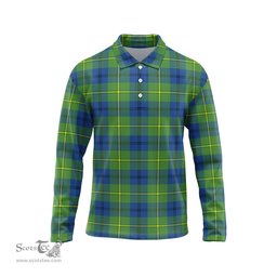 Scottish Johnston Ancient Tartan Long Sleeve Plaid Polo Shirt