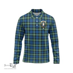 Scottish Lamont Ancient Clan Crest Tartan Polo Long Sleeve Plaid Polo Shirt