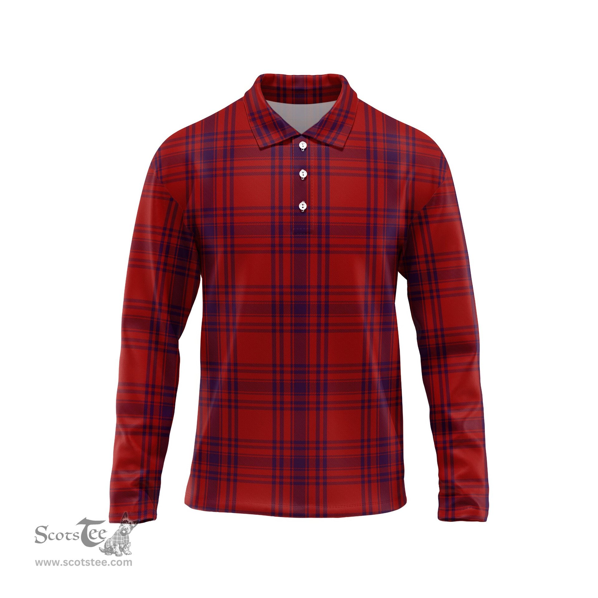Scottish Kyle Tartan Long Sleeve Plaid Polo Shirt