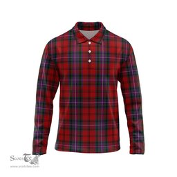 Scottish Kelly of Sleat Red Tartan Long Sleeve Plaid Polo Shirt