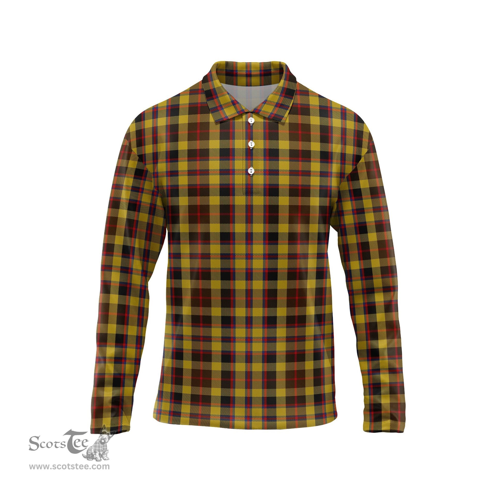 Scottish Jardine Tartan Long Sleeve Plaid Polo Shirt