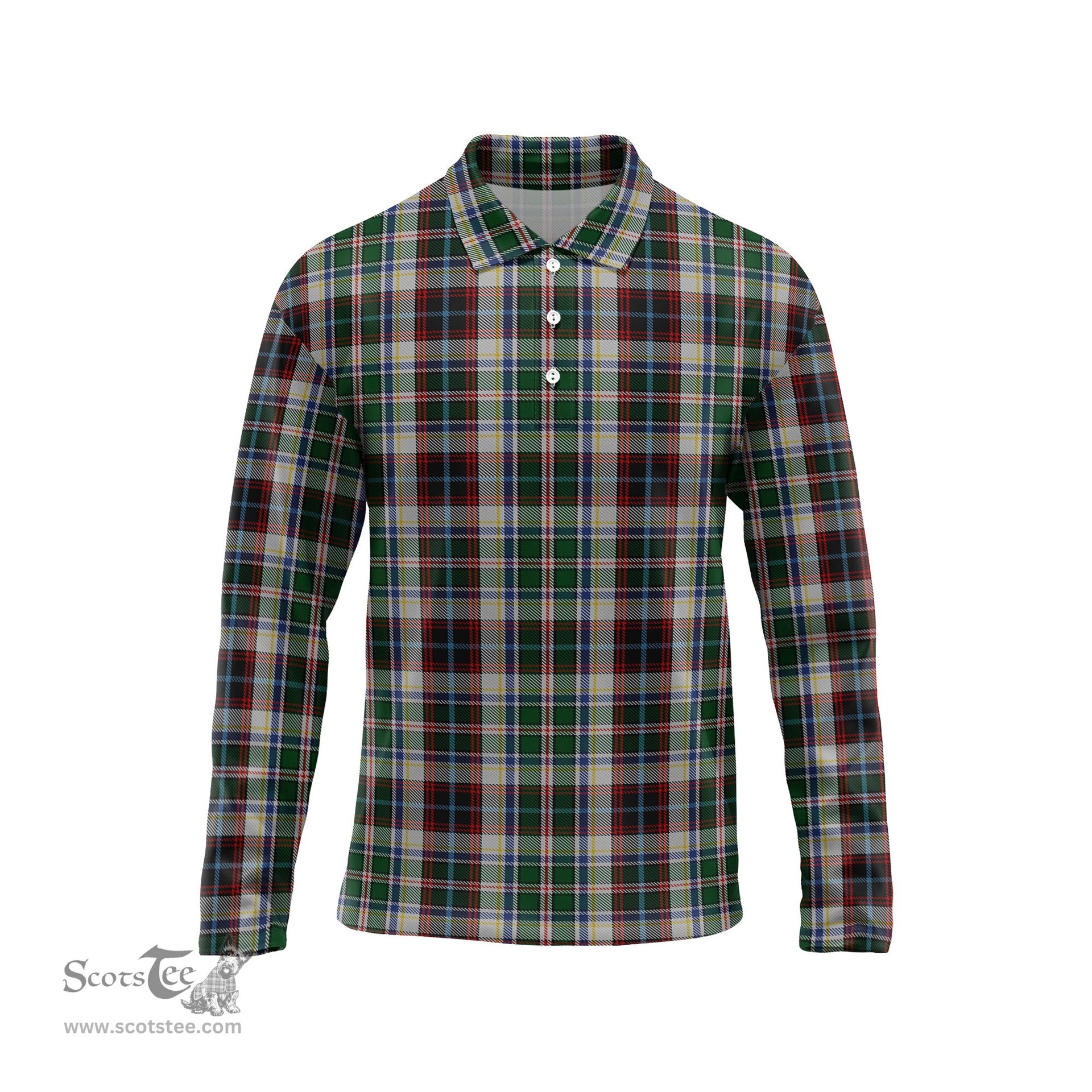 Scottish Innes Dress Tartan Long Sleeve Plaid Polo Shirt