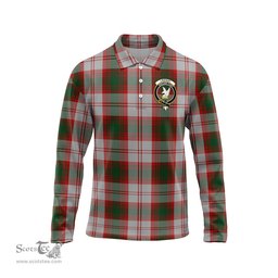 Scottish Lindsay Dress Red Clan Crest Tartan Polo Long Sleeve Plaid Polo Shirt