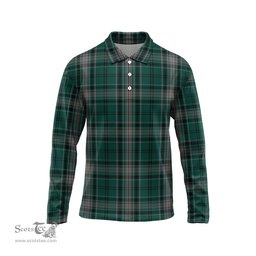 Scottish Kelly of Sleat Hunting Tartan Long Sleeve Plaid Polo Shirt