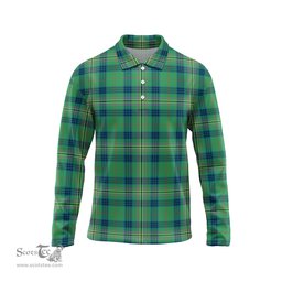 Scottish Kennedy Ancient Tartan Long Sleeve Plaid Polo Shirt