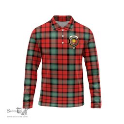 Scottish Kerr Ancient Clan Crest Tartan Polo Long Sleeve Plaid Polo Shirt