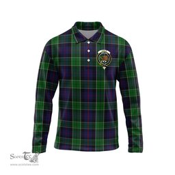 Scottish Leslie Hunting Clan Crest Tartan Polo Long Sleeve Plaid Polo Shirt