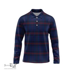 Scottish Hughes of Wales Tartan Long Sleeve Plaid Polo Shirt