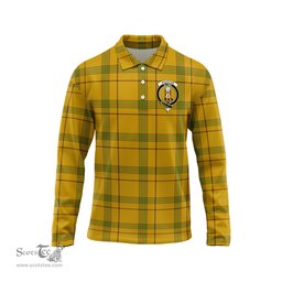 Scottish Houston Clan Crest Tartan Polo Long Sleeve Plaid Polo Shirt