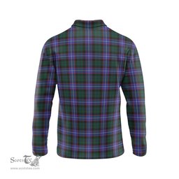 Scottish Hunter Modern Clan Crest Tartan Polo Long Sleeve Plaid Polo Shirt