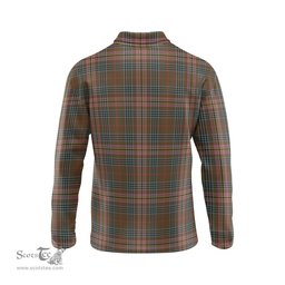 Scottish Kennedy Weathered Tartan Long Sleeve Plaid Polo Shirt