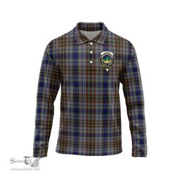 Scottish Gayre Hunting Clan Crest Tartan Polo Long Sleeve Plaid Polo Shirt
