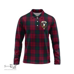 Scottish Lindsay Clan Crest Tartan Polo Long Sleeve Plaid Polo Shirt