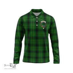 Scottish MacArthur Highland Clan Crest Tartan Polo Long Sleeve Plaid Polo Shirt