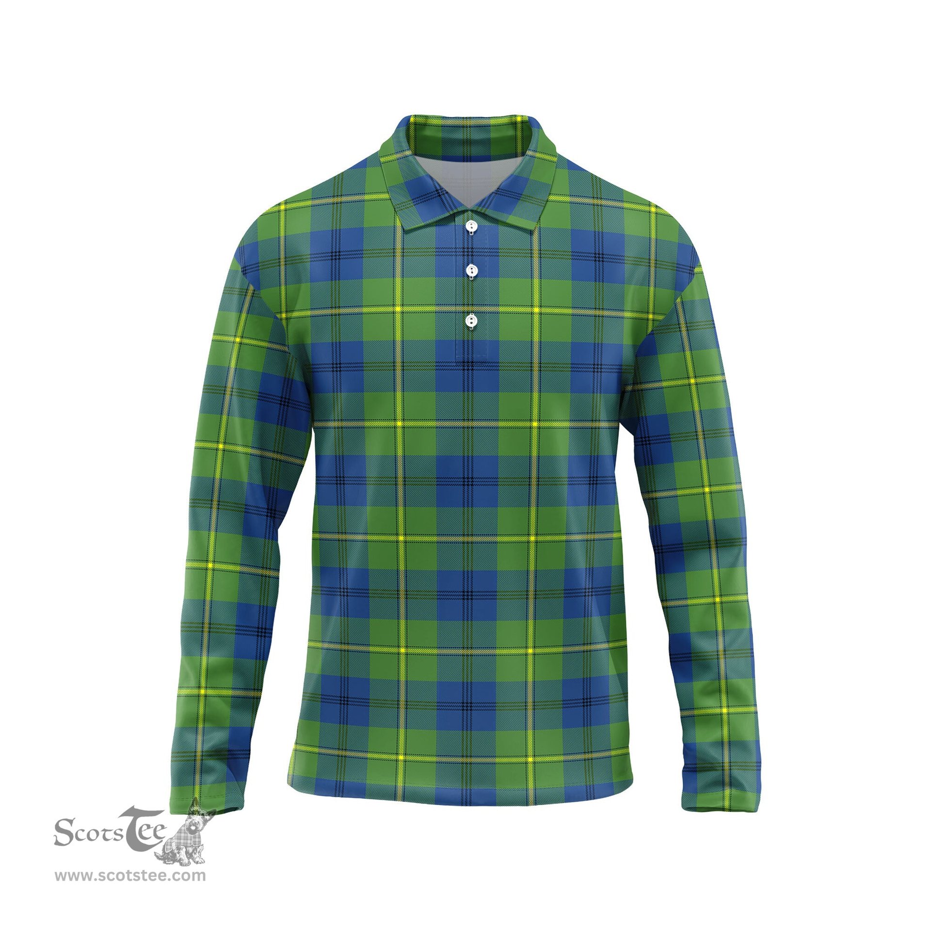 Scottish Johnstone Ancient Tartan Long Sleeve Plaid Polo Shirt