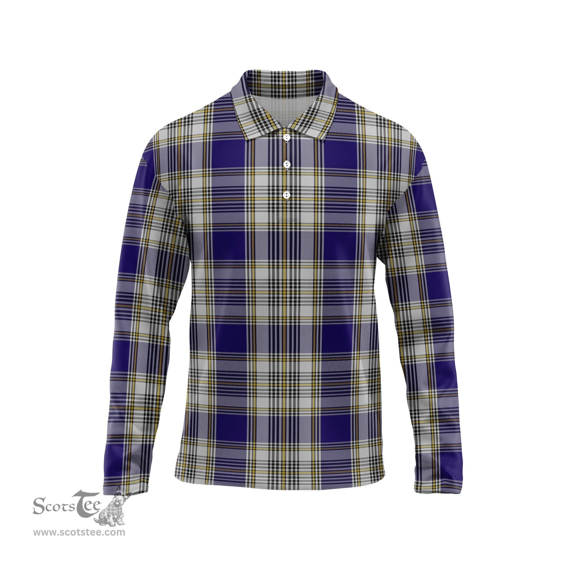 Scottish Livingston Dress Tartan Long Sleeve Plaid Polo Shirt