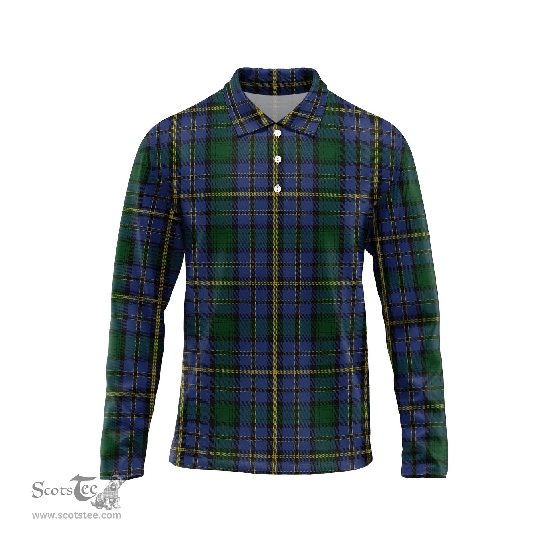 Scottish Hope Clan Originaux Tartan Long Sleeve Plaid Polo Shirt