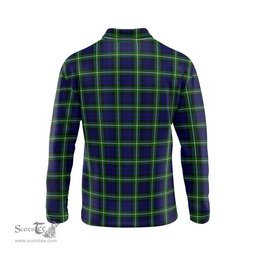 Scottish Lamont Modern Tartan Long Sleeve Plaid Polo Shirt