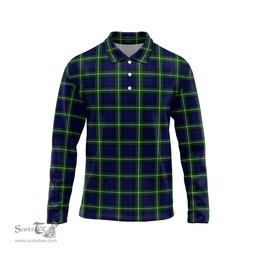 Scottish Lamont Modern Tartan Long Sleeve Plaid Polo Shirt