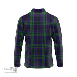 Scottish Lumsden Green Clan Crest Tartan Polo Long Sleeve Plaid Polo Shirt