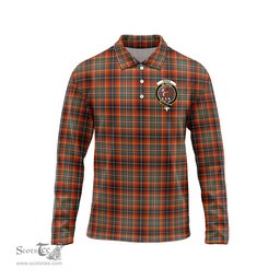Scottish Innes Ancient Clan Crest Tartan Polo Long Sleeve Plaid Polo Shirt