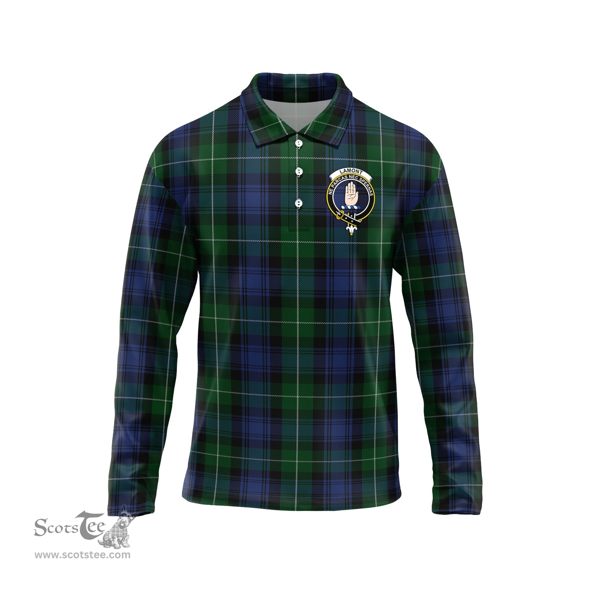 Scottish Lamont #2 Clan Crest Tartan Polo Long Sleeve Plaid Polo Shirt
