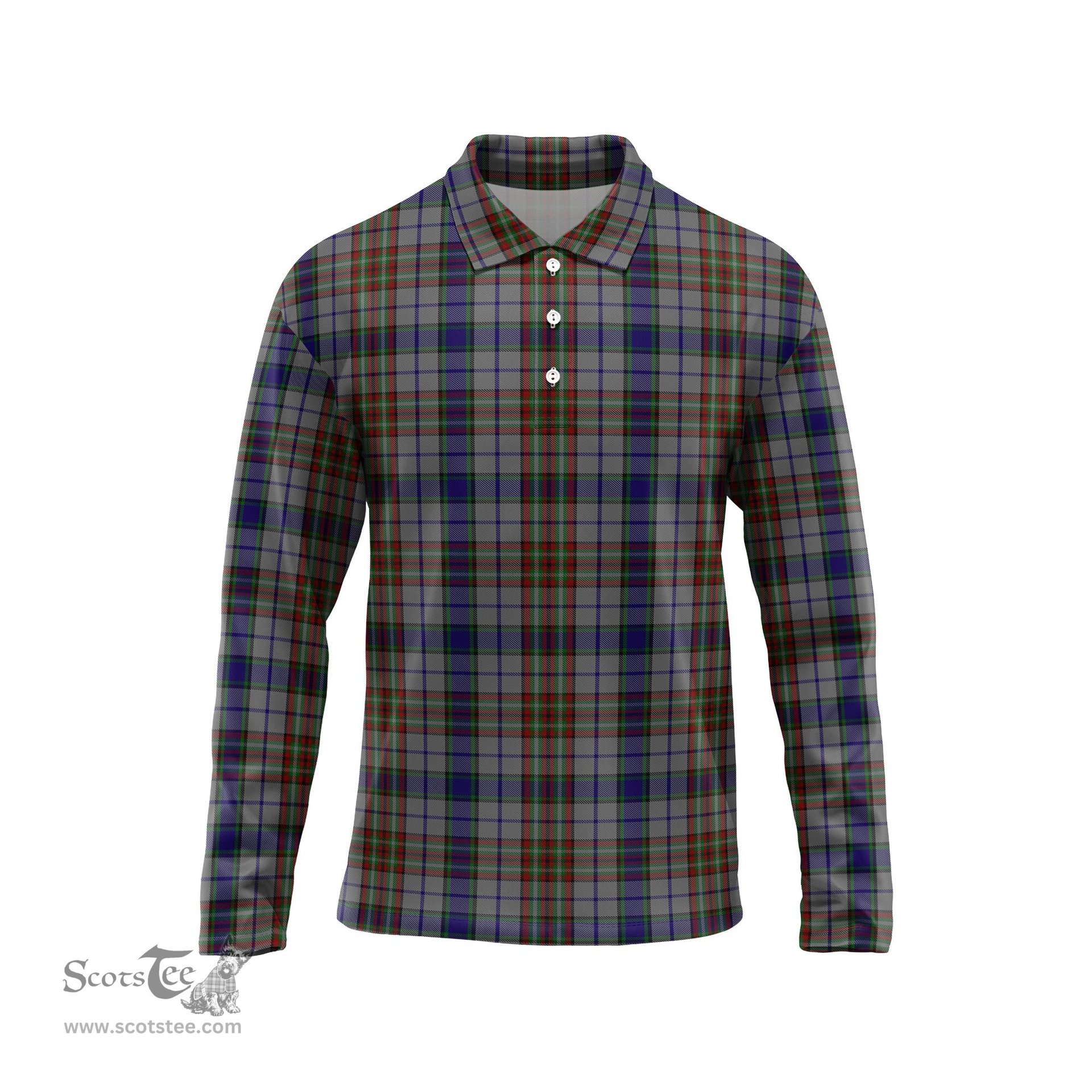 Scottish Gayre Hunting Tartan Long Sleeve Plaid Polo Shirt