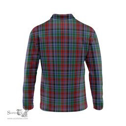 Scottish Gordon Red Tartan Long Sleeve Plaid Polo Shirt