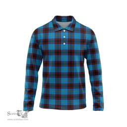 Scottish Home Ancient Tartan Long Sleeve Plaid Polo Shirt