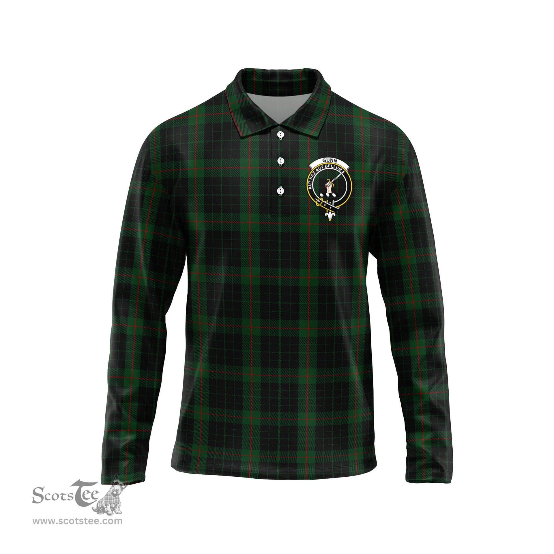 Scottish Gunn Logan Clan Crest Tartan Polo Long Sleeve Plaid Polo Shirt