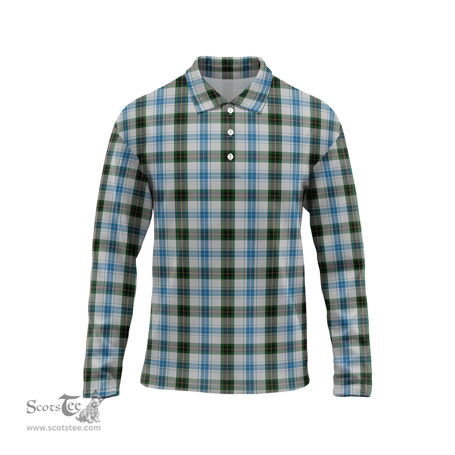 Scottish Henderson Dress Tartan Long Sleeve Plaid Polo Shirt