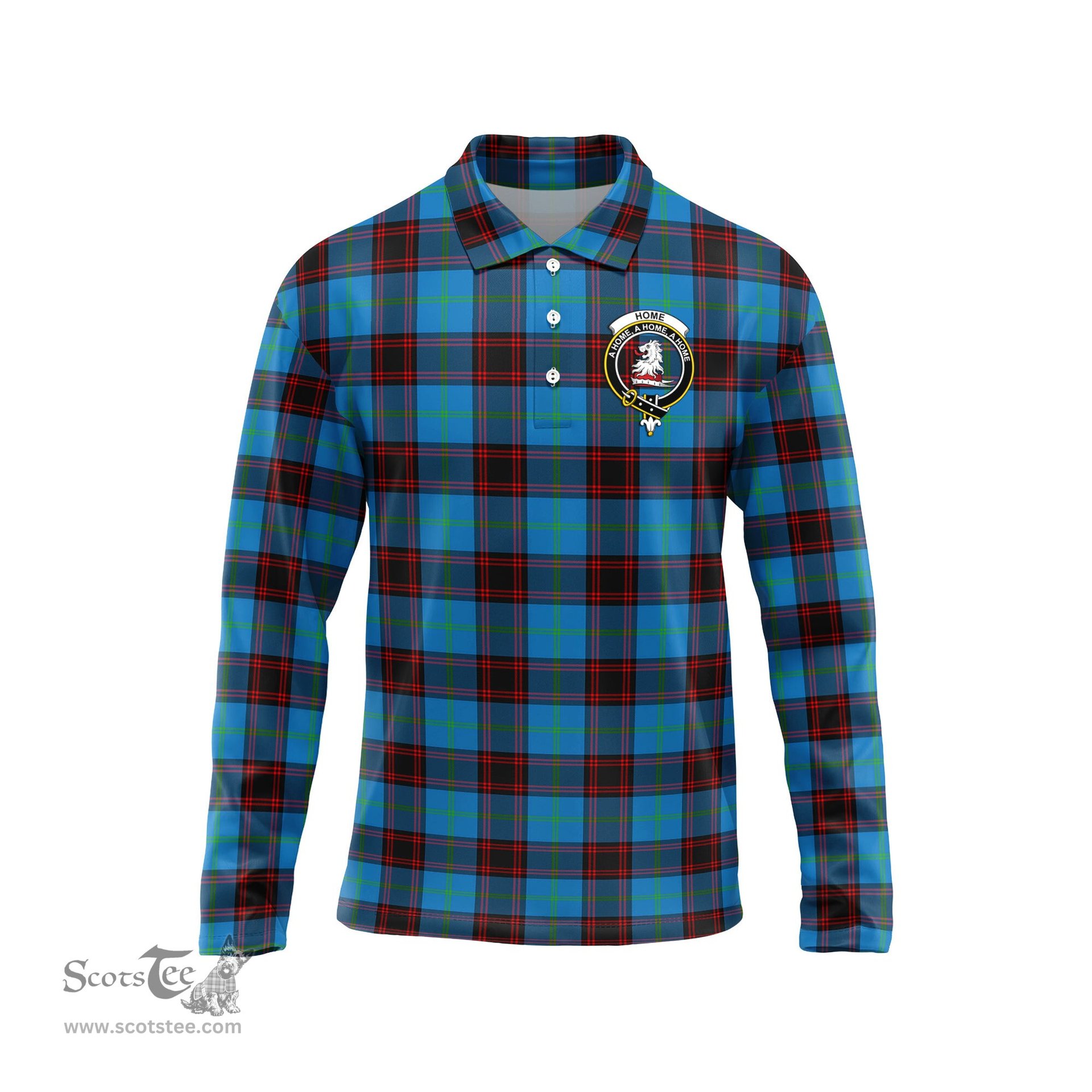 Scottish Home Ancient Clan Crest Tartan Polo Long Sleeve Plaid Polo Shirt