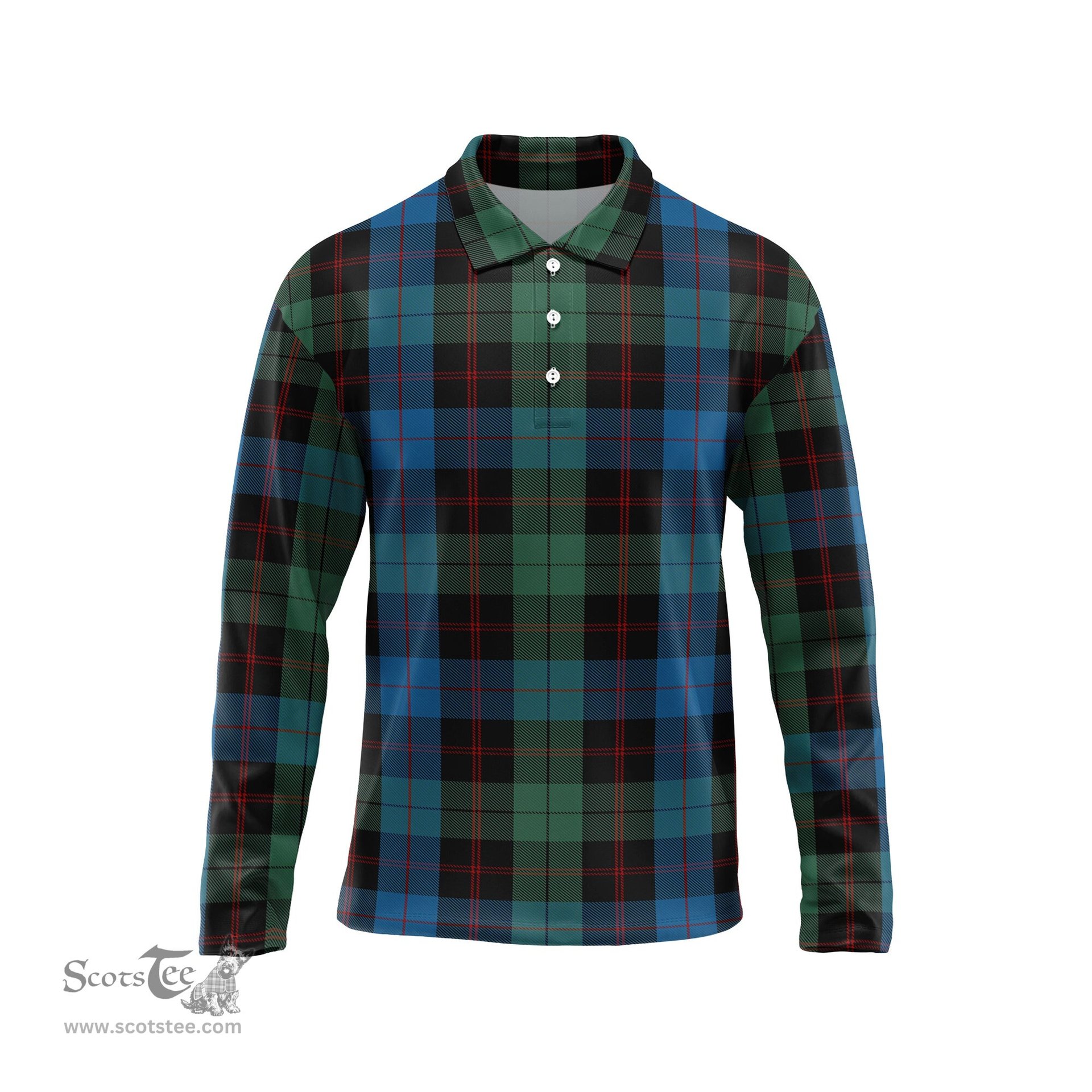 Scottish Guthrie Tartan Long Sleeve Plaid Polo Shirt