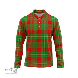 Scottish Grierson Tartan Long Sleeve Plaid Polo Shirt