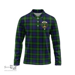 Scottish Gordon Clan Crest Tartan Polo Long Sleeve Plaid Polo Shirt