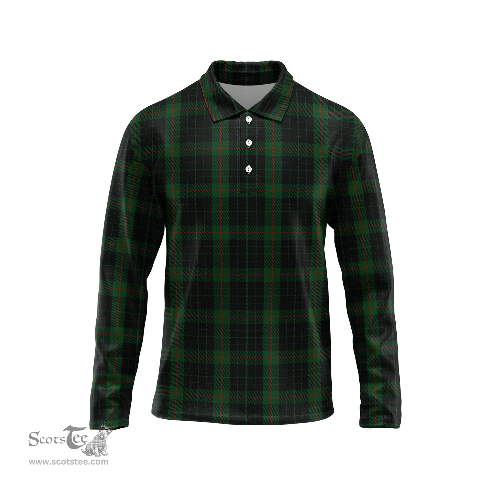 Scottish Gunn Logan Tartan Long Sleeve Plaid Polo Shirt