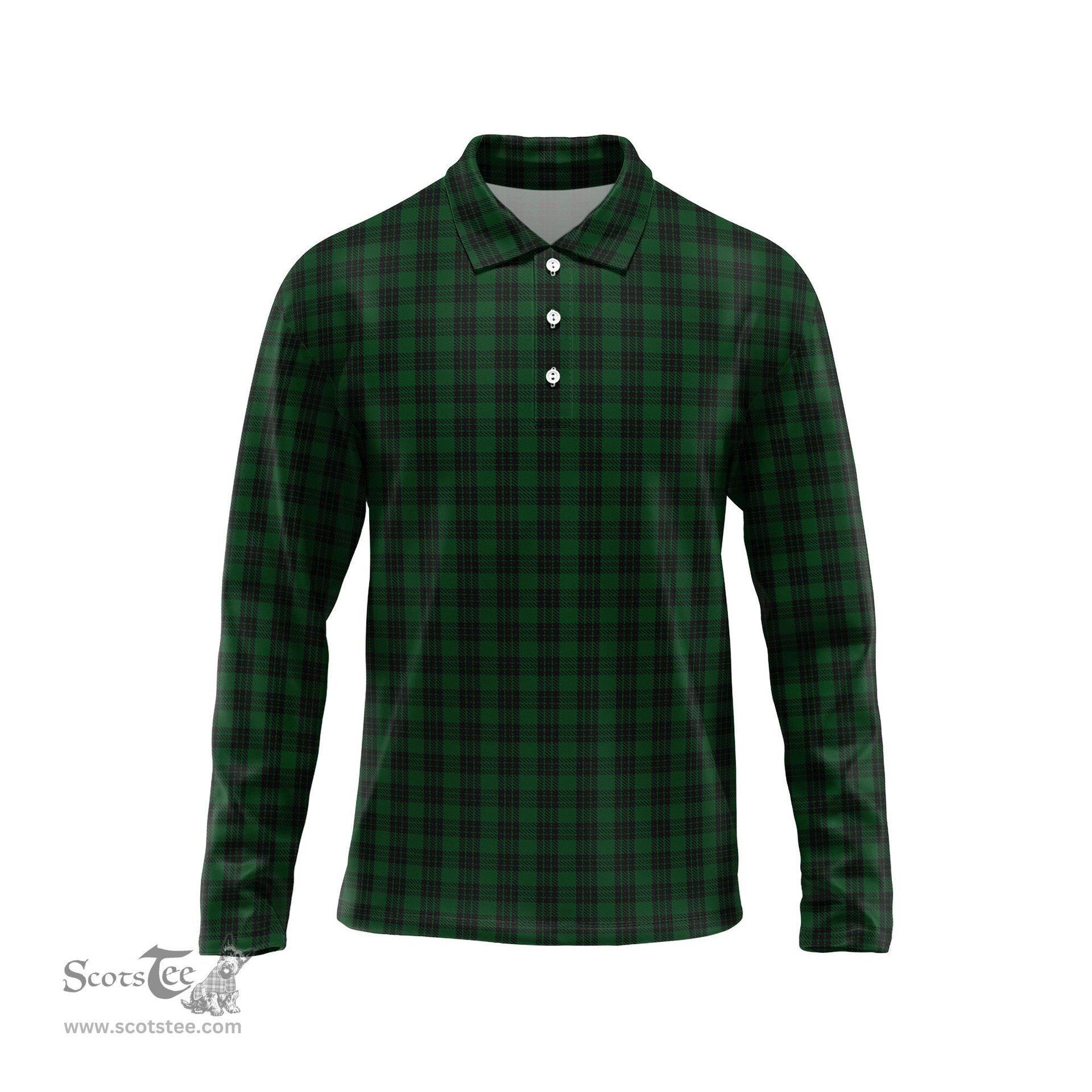 Scottish Graham Tartan Long Sleeve Plaid Polo Shirt