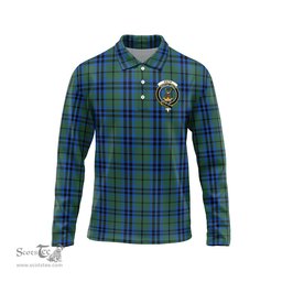Scottish Keith Clan Crest Tartan Polo Long Sleeve Plaid Polo Shirt