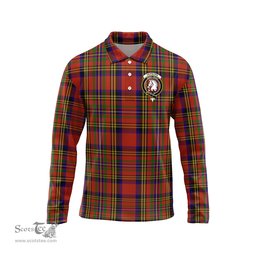 Scottish Hepburn Clan Crest Tartan Polo Long Sleeve Plaid Polo Shirt