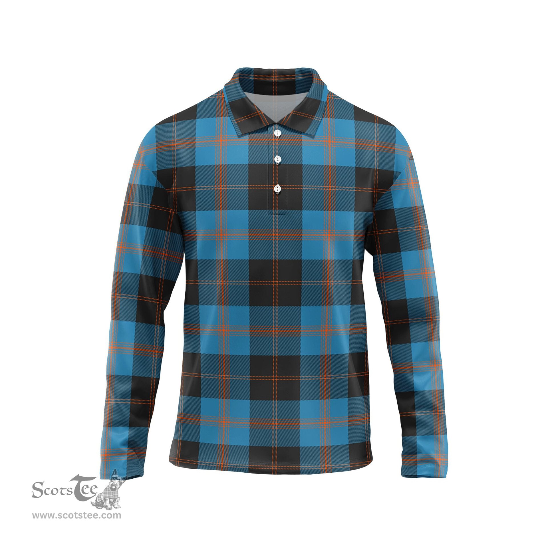 Scottish Garden Tartan Long Sleeve Plaid Polo Shirt