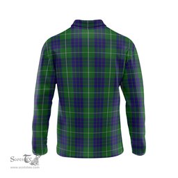 Scottish Hamilton Green Hunting Clan Crest Tartan Polo Long Sleeve Plaid Polo Shirt