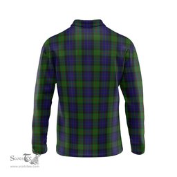 Scottish Gunn Clan Crest Tartan Polo Long Sleeve Plaid Polo Shirt