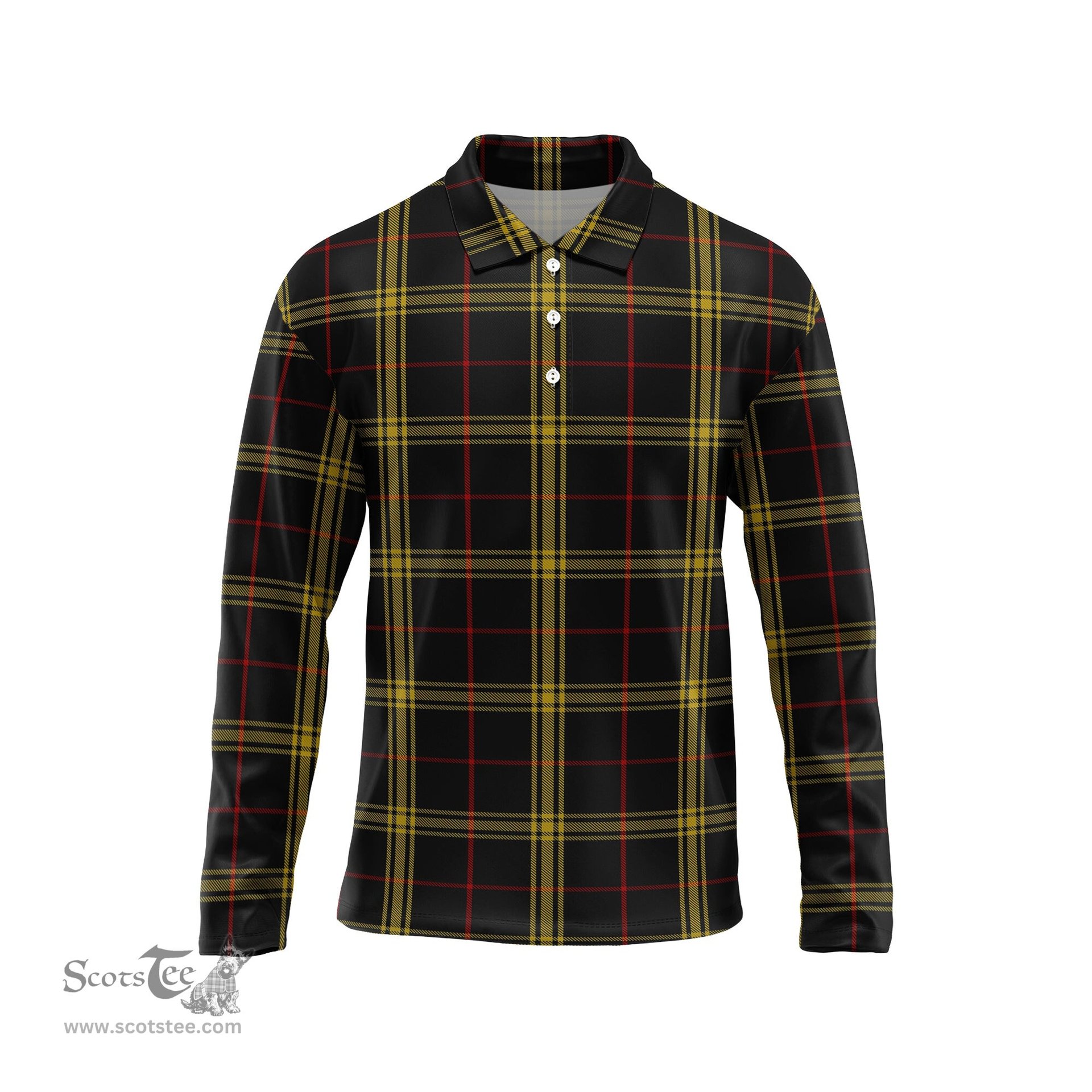 Scottish Gwynn Tartan Long Sleeve Plaid Polo Shirt