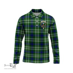 Scottish Haliburton Clan Crest Tartan Polo Long Sleeve Plaid Polo Shirt