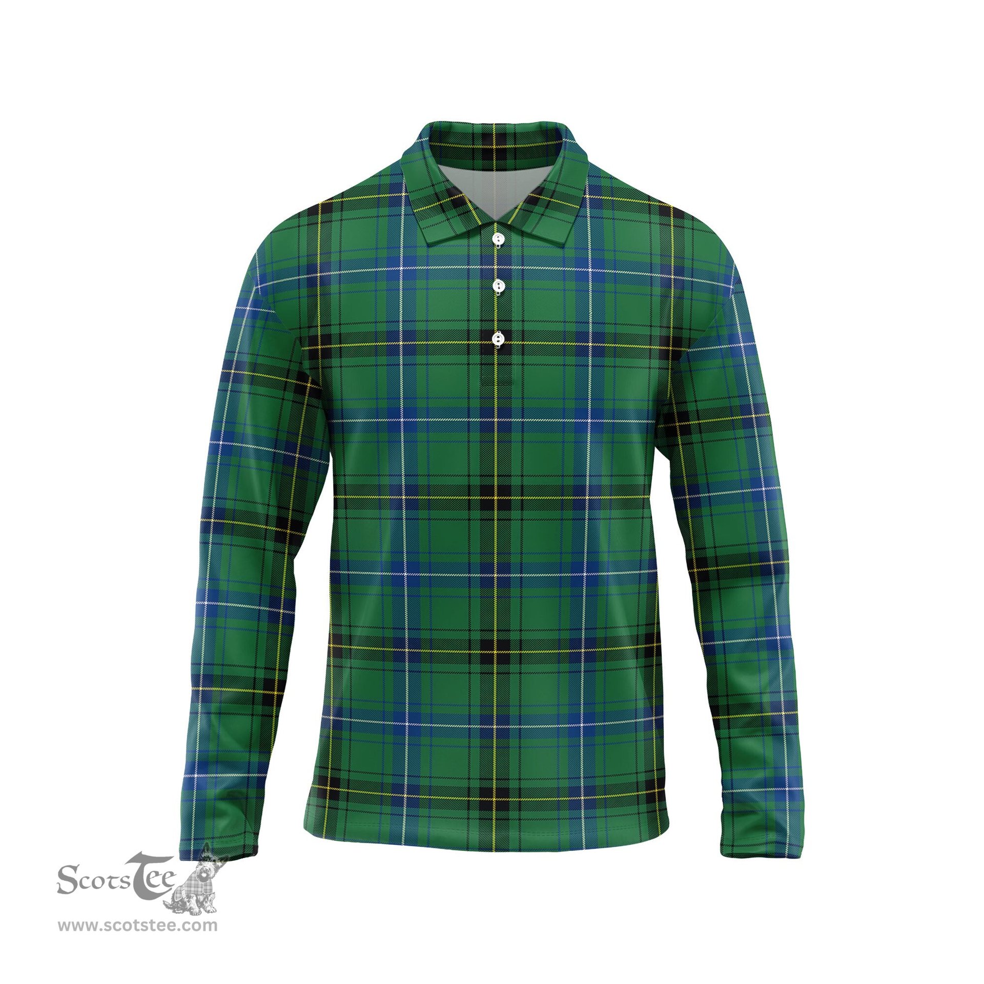 Scottish Henderson Ancient Tartan Long Sleeve Plaid Polo Shirt